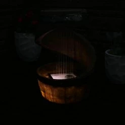 Sunnydaze Decor 25 in. Spiraling Barrel Outdoor Cascading Water Fountain with LED Lights -Sunnydaze Decor Sales sunnydaze decor freestanding fountains sss 320 76 1000