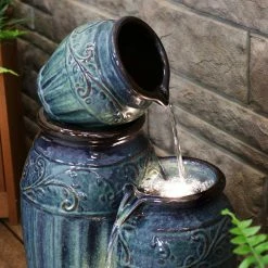 Sunnydaze Decor 27 in. Tour de Vase Ceramic Outdoor Water Fountain -Sunnydaze Decor Sales sunnydaze decor freestanding fountains sss 383 76 1000