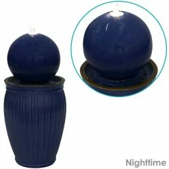 Sunnydaze Decor 29 in. Orb on Pedestal Ceramic Outdoor Fountain with LED Light -Sunnydaze Decor Sales sunnydaze decor freestanding fountains sss 596 1f 1000