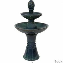 Sunnydaze Decor 38 in. Double Tier Outdoor Ceramic Water Fountain with LED Lights -Sunnydaze Decor Sales sunnydaze decor freestanding fountains sss 602 66 1000