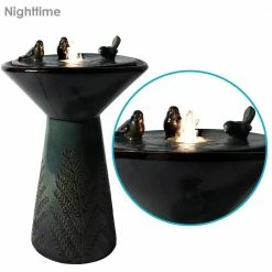 Sunnydaze Decor 28.25 in. Ceramic Outdoor Gathering Birds Cascade Fountain with LED Lights -Sunnydaze Decor Sales sunnydaze decor freestanding fountains sss 697 76 1000