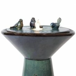 Sunnydaze Decor 28.25 in. Ceramic Outdoor Gathering Birds Cascade Fountain with LED Lights -Sunnydaze Decor Sales sunnydaze decor freestanding fountains sss 697 c3 1000