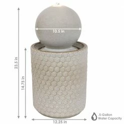 Sunnydaze Decor Modern Orb on Circle-Pattern Base Ceramic Outdoor Cascading Fountain with LEDs 12 Sunnydaze Decor Modern Orb on Circle-Pattern Base Ceramic Outdoor Cascading Fountain with LEDs -Sunnydaze Decor Sales sunnydaze decor freestanding fountains sss 734 44 1000