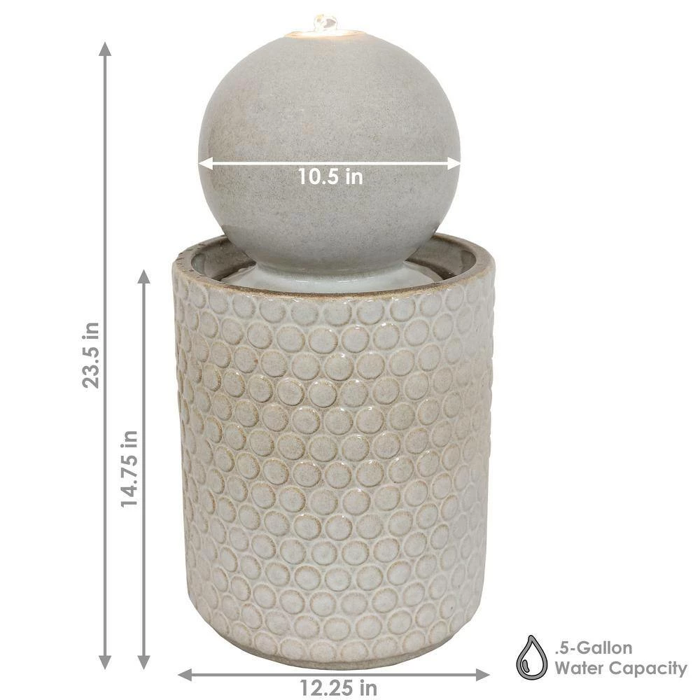 Sunnydaze Decor Modern Orb on Circle-Pattern Base Ceramic Outdoor Cascading Fountain with LEDs 5 Sunnydaze Decor Modern Orb on Circle-Pattern Base Ceramic Outdoor Cascading Fountain with LEDs - Image 5
