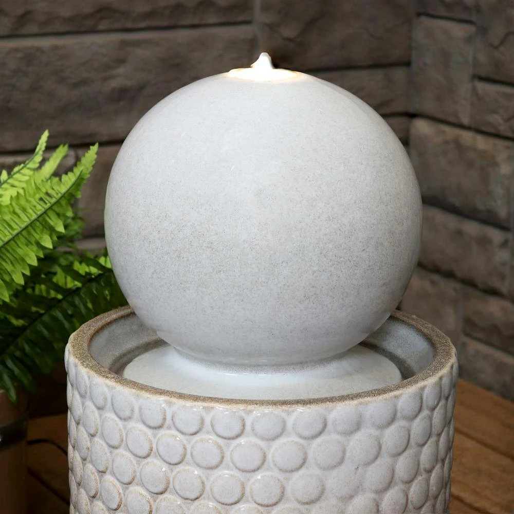 Sunnydaze Decor Modern Orb on Circle-Pattern Base Ceramic Outdoor Cascading Fountain with LEDs 7 Sunnydaze Decor Modern Orb on Circle-Pattern Base Ceramic Outdoor Cascading Fountain with LEDs - Image 7