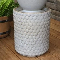 Sunnydaze Decor Modern Orb on Circle-Pattern Base Ceramic Outdoor Cascading Fountain with LEDs 13 Sunnydaze Decor Modern Orb on Circle-Pattern Base Ceramic Outdoor Cascading Fountain with LEDs -Sunnydaze Decor Sales sunnydaze decor freestanding fountains sss 734 fa 1000