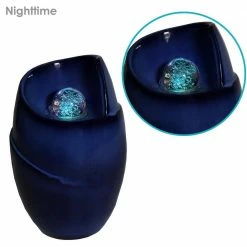 Sunnydaze Decor 20.75 in. Abstract Ceramic Outdoor Cascade Wave Water Fountain with LED Lights -Sunnydaze Decor Sales sunnydaze decor freestanding fountains sss 741 44 1000