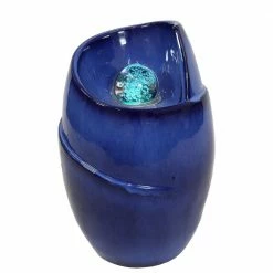 Sunnydaze Decor 20.75 in. Abstract Ceramic Outdoor Cascade Wave Water Fountain with LED Lights