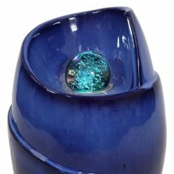 Sunnydaze Decor 20.75 in. Abstract Ceramic Outdoor Cascade Wave Water Fountain with LED Lights -Sunnydaze Decor Sales sunnydaze decor freestanding fountains sss 741 76 1000