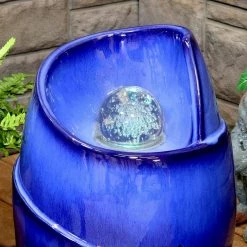 Sunnydaze Decor 20.75 in. Abstract Ceramic Outdoor Cascade Wave Water Fountain with LED Lights -Sunnydaze Decor Sales sunnydaze decor freestanding fountains sss 741 c3 1000