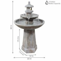 Sunnydaze Decor 39 in. 2-Tiered Pagoda Outdoor Water Fountain with LED Light -Sunnydaze Decor Sales sunnydaze decor freestanding fountains wnc 321 c3 1000