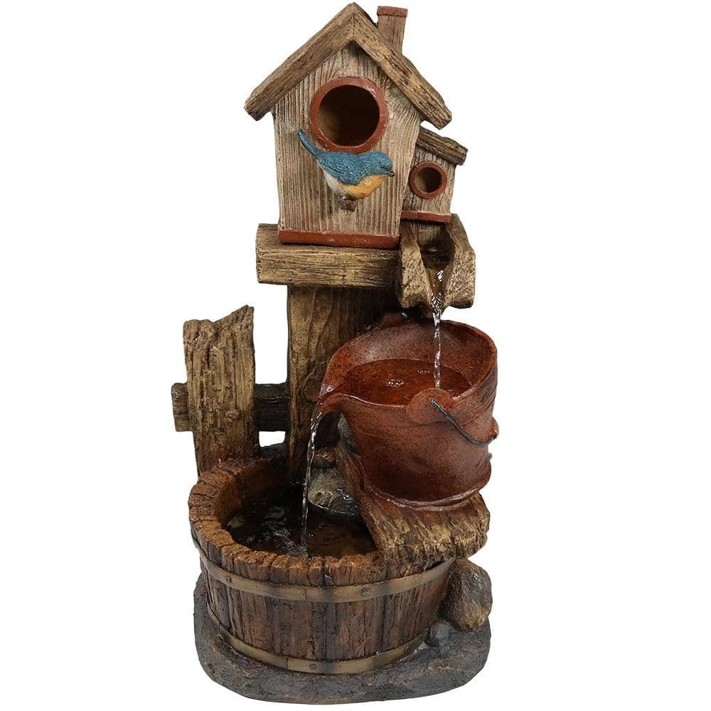 Sunnydaze Decor 26 in. Bluebird House and Buckets Outdoor Water Fountain 1 Sunnydaze Decor 26 in. Bluebird House and Buckets Outdoor Water Fountain