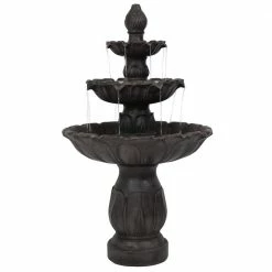 Sunnydaze Decor 3-Tier Dark Brown Classic Tulip Lightweight Outdoor Tiered Fountain