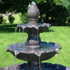 Sunnydaze Decor 3-Tier Dark Brown Classic Tulip Lightweight Outdoor Tiered Fountain -Sunnydaze Decor Sales sunnydaze decor freestanding fountains xca 131502db 66 1000