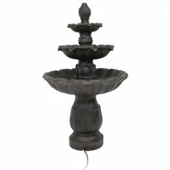 Sunnydaze Decor 3-Tier Dark Brown Classic Tulip Lightweight Outdoor Tiered Fountain -Sunnydaze Decor Sales sunnydaze decor freestanding fountains xca 131502db 76 1000
