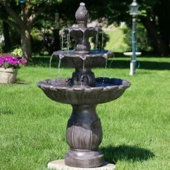 Sunnydaze Decor 3-Tier Dark Brown Classic Tulip Lightweight Outdoor Tiered Fountain -Sunnydaze Decor Sales sunnydaze decor freestanding fountains xca 131502db c3 1000
