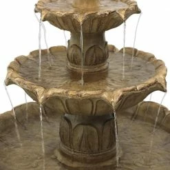 Sunnydaze Decor 3-Tier Polyresin Classic Tulip Outdoor Garden Tiered Water Fountain -Sunnydaze Decor Sales sunnydaze decor freestanding fountains xca 131502gds 44 1000