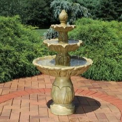 Sunnydaze Decor 3-Tier Polyresin Classic Tulip Outdoor Garden Tiered Water Fountain -Sunnydaze Decor Sales sunnydaze decor freestanding fountains xca 131502gds c3 1000