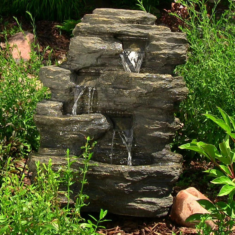 Sunnydaze Decor 24 in. Rock Falls Outdoor Cascade Water Fountain with LED Lights 10 Sunnydaze Decor 24 in. Rock Falls Outdoor Cascade Water Fountain with LED Lights - Image 10