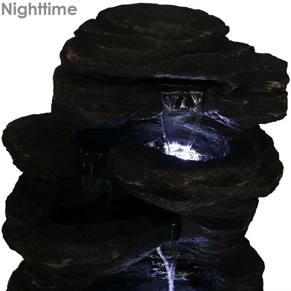 Sunnydaze Decor 24 in. Rock Falls Outdoor Cascade Water Fountain with LED Lights 7 Sunnydaze Decor 24 in. Rock Falls Outdoor Cascade Water Fountain with LED Lights - Image 7