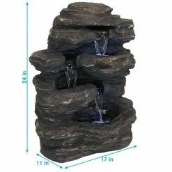 Sunnydaze Decor 24 in. Rock Falls Outdoor Cascade Water Fountain with LED Lights 12 Sunnydaze Decor 24 in. Rock Falls Outdoor Cascade Water Fountain with LED Lights -Sunnydaze Decor Sales sunnydaze decor freestanding fountains xca 132310001 66 1000