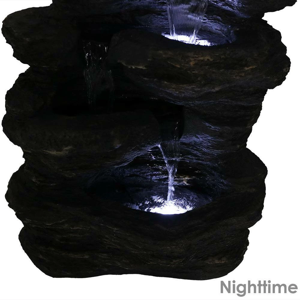 Sunnydaze Decor 24 in. Rock Falls Outdoor Cascade Water Fountain with LED Lights 8 Sunnydaze Decor 24 in. Rock Falls Outdoor Cascade Water Fountain with LED Lights - Image 8