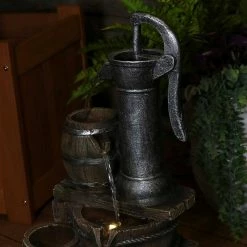 Sunnydaze Decor 23 in. Cozy Farmhouse Pump and Barrels Tiered Water Fountain with LED Lights (3-Piece) 22 Sunnydaze Decor 23 in. Cozy Farmhouse Pump and Barrels Tiered Water Fountain with LED Lights (3-Piece) -Sunnydaze Decor Sales sunnydaze decor freestanding fountains xss 424 d4 1000