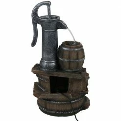 Sunnydaze Decor 23 in. Cozy Farmhouse Pump and Barrels Tiered Water Fountain with LED Lights (3-Piece) 20 Sunnydaze Decor 23 in. Cozy Farmhouse Pump and Barrels Tiered Water Fountain with LED Lights (3-Piece) -Sunnydaze Decor Sales sunnydaze decor freestanding fountains xss 424 fa 1000