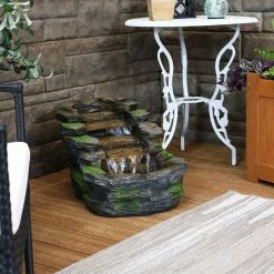 Sunnydaze Decor 13.75 in. Cascading Shale Falls Outdoor Fountain with LED Lights -Sunnydaze Decor Sales sunnydaze decor freestanding fountains xss 455 31 1000