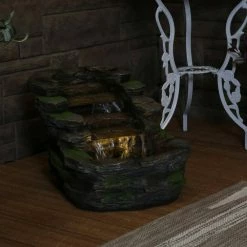 Sunnydaze Decor 13.75 in. Cascading Shale Falls Outdoor Fountain with LED Lights -Sunnydaze Decor Sales sunnydaze decor freestanding fountains xss 455 44 1000