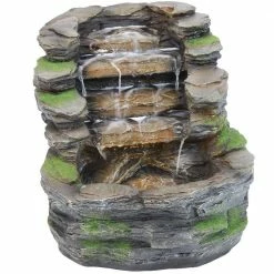 Sunnydaze Decor 13.75 in. Cascading Shale Falls Outdoor Fountain with LED Lights -Sunnydaze Decor Sales sunnydaze decor freestanding fountains xss 455 c3 1000