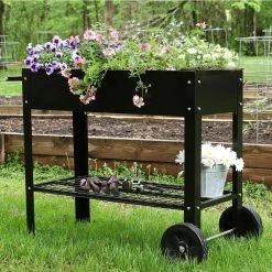 Sunnydaze Decor Galvanized Steel Mobile Raised Garden Bed Cart in Black -Sunnydaze Decor Sales sunnydaze decor garden carts hb 581 31 1000