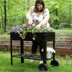 Sunnydaze Decor Galvanized Steel Mobile Raised Garden Bed Cart in Black -Sunnydaze Decor Sales sunnydaze decor garden carts hb 581 66 1000