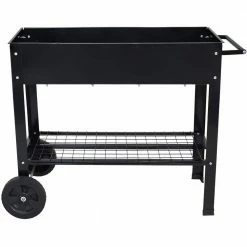 Sunnydaze Decor Galvanized Steel Mobile Raised Garden Bed Cart in Black -Sunnydaze Decor Sales sunnydaze decor garden carts hb 581 c3 1000