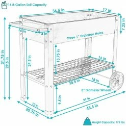 Sunnydaze Decor Galvanized Steel Mobile Raised Garden Bed Cart in Black -Sunnydaze Decor Sales sunnydaze decor garden carts hb 581 fa 1000