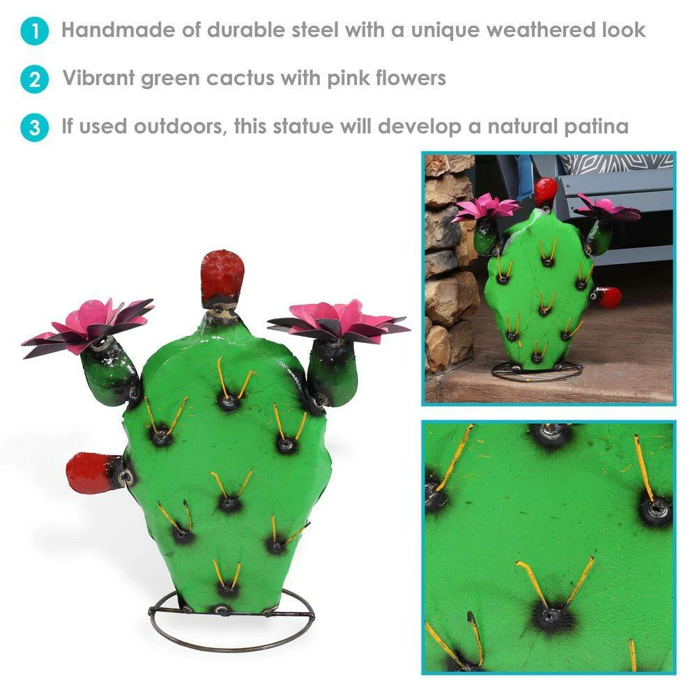 Sunnydaze Decor Sunnydaze 17.5 in. Tall Yellow-Needled Barrel Cactus Steel Garden Statue 2 Sunnydaze Decor Sunnydaze 17.5 in. Tall Yellow-Needled Barrel Cactus Steel Garden Statue - Image 2