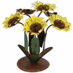 Sunnydaze Decor Sunnydaze 13 in. Tall Indoor/Outdoor Steel Sunflower Bouquet Garden Statue