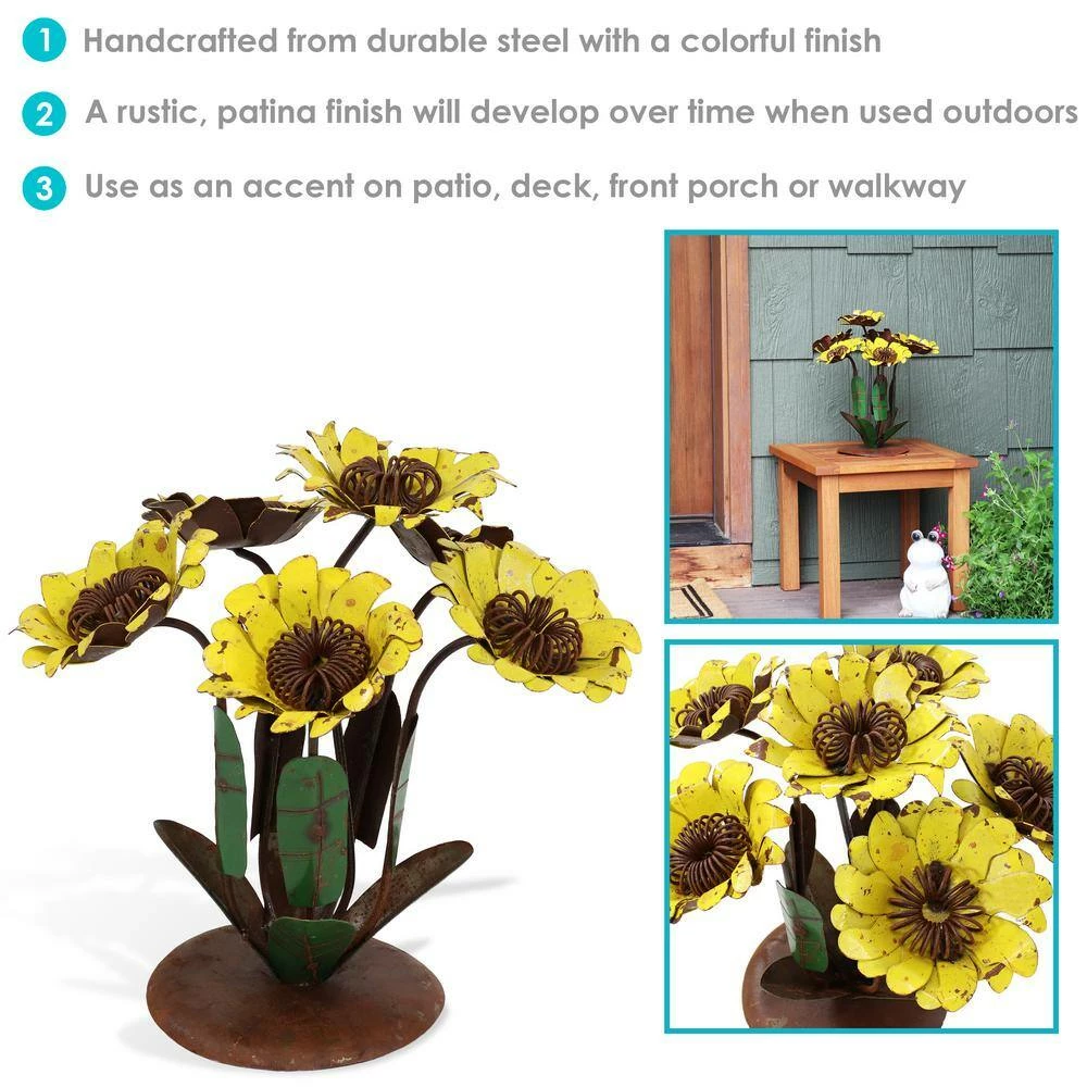 Sunnydaze Decor Sunnydaze 13 in. Tall Indoor/Outdoor Steel Sunflower Bouquet Garden Statue 6 Sunnydaze Decor Sunnydaze 13 in. Tall Indoor/Outdoor Steel Sunflower Bouquet Garden Statue - Image 6