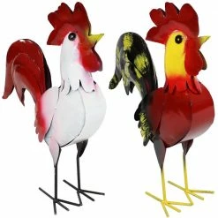 Sunnydaze Decor Sunnydaze 22 in. Tall Lewis and Cluck Steel Rooster Garden Statues