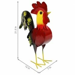 Sunnydaze Decor Sunnydaze 21.5 in. Tall Lewis the Red Rooster Steel Garden Statue -Sunnydaze Decor Sales sunnydaze decor garden statues cue 136 44 1000
