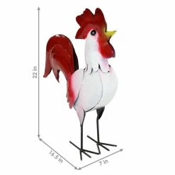 Sunnydaze Decor Sunnydaze 22 in. Cluck the White Rooster Steel Garden Statue -Sunnydaze Decor Sales sunnydaze decor garden statues cue 143 44 1000