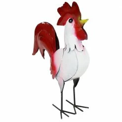 Sunnydaze Decor Sunnydaze 22 in. Cluck the White Rooster Steel Garden Statue