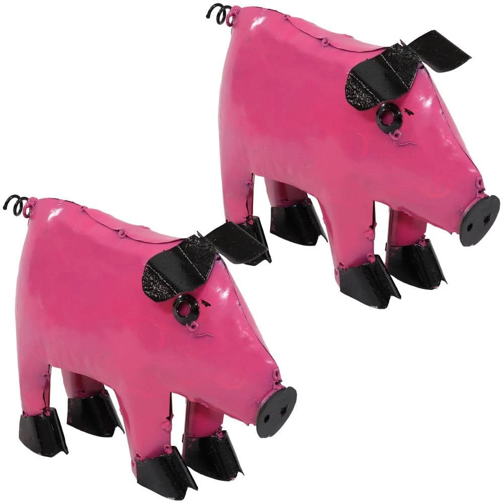 Sunnydaze Decor 8 in. Pink Princess Pig Indoor/Outdoor Steel Garden Statues (2-Pack) 1 Sunnydaze Decor 8 in. Pink Princess Pig Indoor/Outdoor Steel Garden Statues (2-Pack)