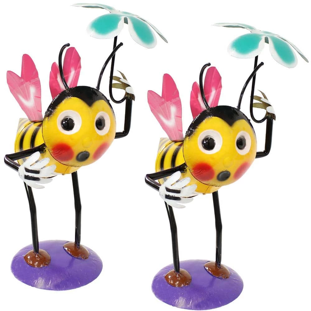 Sunnydaze Decor Bee-atrice and Flower Indoor/Outdoor Steel Yard Art Garden Statues (2-Pack) 1 Sunnydaze Decor Bee-atrice and Flower Indoor/Outdoor Steel Yard Art Garden Statues (2-Pack)