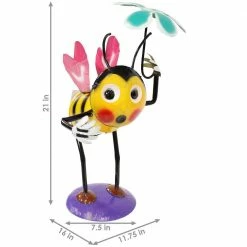 Sunnydaze Decor 21 in. Indoor/Outdoor Bee-Atrice and Flower Steel Yard Art Garden Statue -Sunnydaze Decor Sales sunnydaze decor garden statues cue 198 44 1000