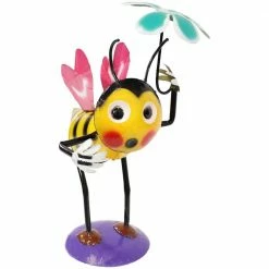 Sunnydaze Decor 21 in. Indoor/Outdoor Bee-Atrice and Flower Steel Yard Art Garden Statue