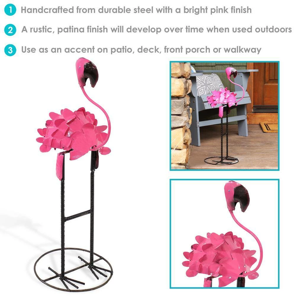 Sunnydaze Decor Sunnydaze 24 in. H Flamingo Metal Garden Statue 2 Sunnydaze Decor Sunnydaze 24 in. H Flamingo Metal Garden Statue - Image 2