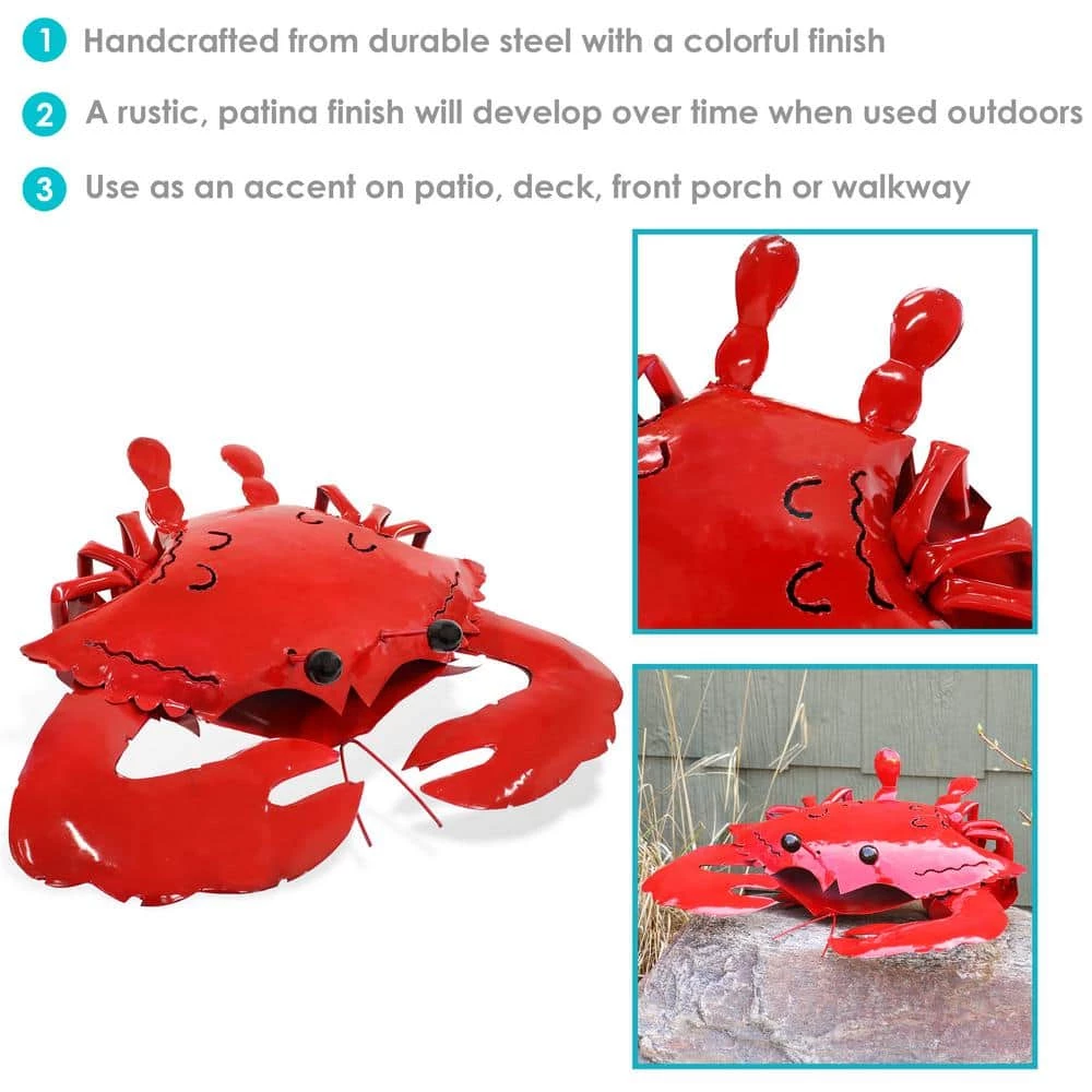 Sunnydaze Decor Sunnydaze 20.25 in. Clawdia the Crab Metal Garden Statue 2 Sunnydaze Decor Sunnydaze 20.25 in. Clawdia the Crab Metal Garden Statue - Image 2