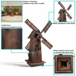 Sunnydaze Decor 34 in. Wood Decorative Outdoor Lawn Decor Dutch Windmill -Sunnydaze Decor Sales sunnydaze decor garden statues dsl 260 c3 1000
