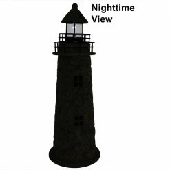 Sunnydaze Decor 35 in. Cobblestone Solar LED Garden Statue Lighthouse -Sunnydaze Decor Sales sunnydaze decor garden statues gsi 738 1f 1000